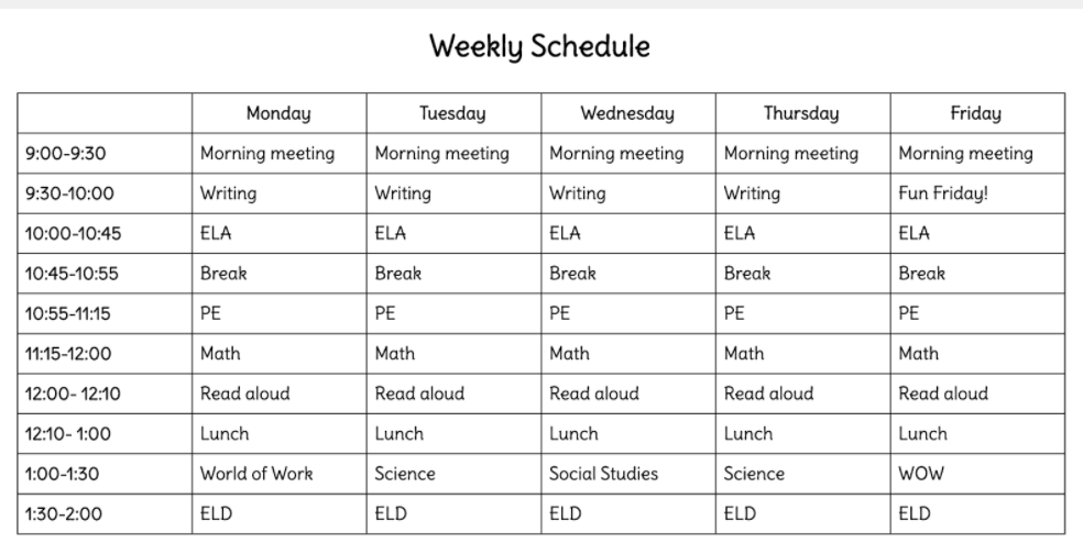Daily Schedule